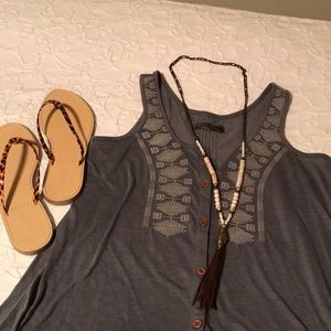 Prana Grey Embroidered tank
